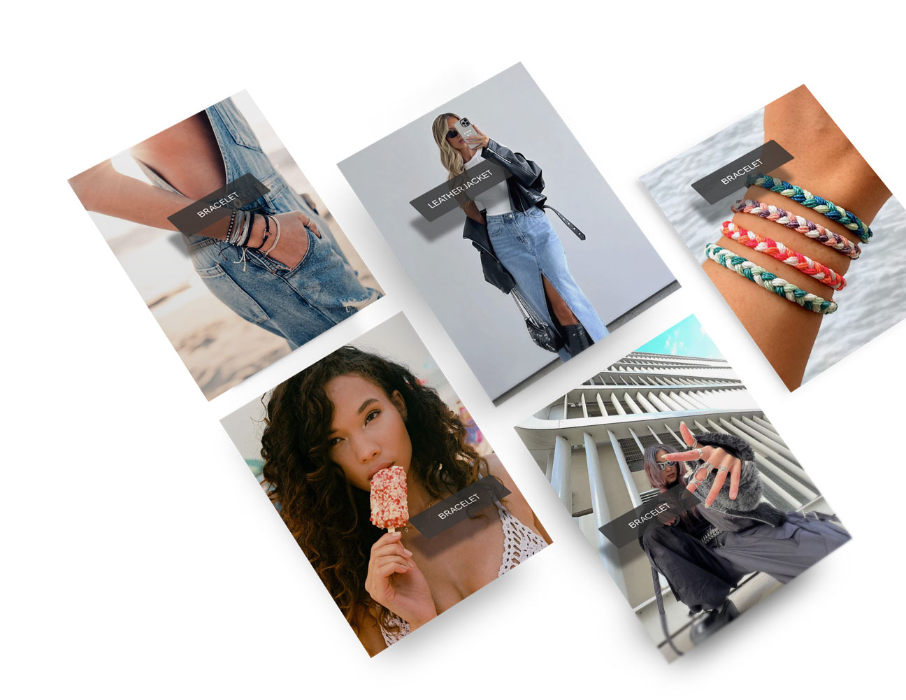 A Foursixty shoppable UGC gallery of real customer photos, each tagged to the products it features
